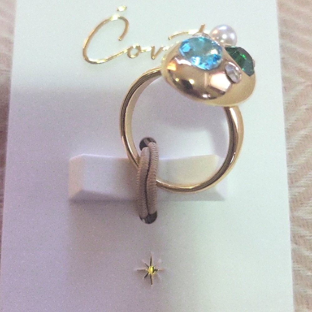 Gold and Blue Artistic Cocktail Ring - Picture 3 of 3